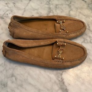 Tory Burch Beige Suede Driving Loafers 10
